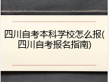 四川自考本科学校怎么报(四川自考报名指南)
