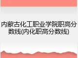 内蒙古化工职业学院职高分数线(内化职高分数线)