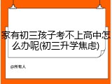 家有初三孩子考不上高中怎么办呢(初三升学焦虑)