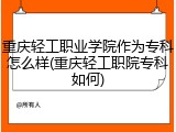 重庆轻工职业学院作为专科怎么样(重庆轻工职院专科如何)