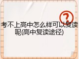考不上高中怎么样可以复读呢(高中复读途径)