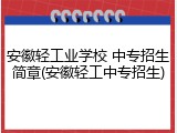 安徽轻工业学校 中专招生简章(安徽轻工中专招生)