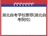 湖北自考学校推荐(湖北自考院校)