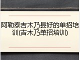 阿勒泰吉木乃县好的单招培训(吉木乃单招培训)