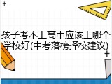 孩子考不上高中应该上哪个学校好(中考落榜择校建议)
