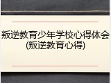 叛逆教育少年学校心得体会(叛逆教育心得)