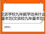 文武学校九年能学出来什么基本功(文武校九年基本功)