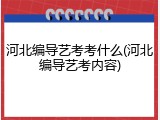 河北编导艺考考什么(河北编导艺考内容)