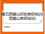 黄石西塞山好的单招培训(西塞山单招培训)