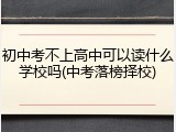 初中考不上高中可以读什么学校吗(中考落榜择校)