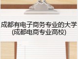 成都有电子商务专业的大学(成都电商专业高校)