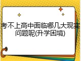 考不上高中面临哪几大现实问题呢(升学困境)
