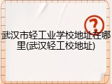 武汉市轻工业学校地址在哪里(武汉轻工校地址)