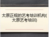太原正规的艺考培训机构(太原艺考培训)