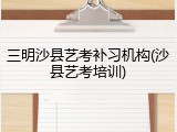 三明沙县艺考补习机构(沙县艺考培训)