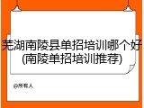 芜湖南陵县单招培训哪个好(南陵单招培训推荐)