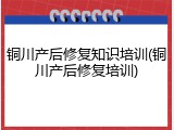 铜川产后修复知识培训(铜川产后修复培训)
