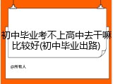 初中毕业考不上高中去干嘛比较好(初中毕业出路)