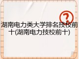 湖南电力类大学排名技校前十(湖南电力技校前十)