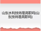山东水利技师是高职吗(山东技师是高职吗)
