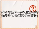 安徽问题少年学校管教机构有哪些(安徽问题少年管教)