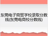 东莞电子商贸学校录取分数线(东莞电商校分数线)