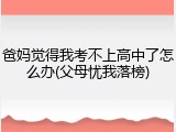 爸妈觉得我考不上高中了怎么办(父母忧我落榜)