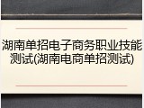 湖南单招电子商务职业技能测试(湖南电商单招测试)