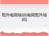班升电商培训(电商班升培训)