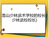 嵩山少林武术学校的校长(少林武校校长)