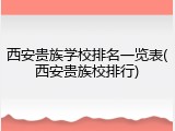 西安贵族学校排名一览表(西安贵族校排行)