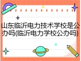 山东临沂电力技术学校是公办吗(临沂电力学校公办吗)