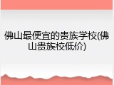 佛山最便宜的贵族学校(佛山贵族校低价)