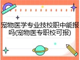 宠物医学专业技校职中能报吗(宠物医专职校可报)