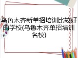 乌鲁木齐新单招培训比较好的学校(乌鲁木齐单招培训名校)