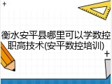 衡水安平县哪里可以学数控职高技术(安平数控培训)