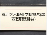 鸡西艺术职业学院排名(鸡西艺职院排名)