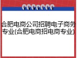 合肥电商公司招聘电子商务专业(合肥电商招电商专业)