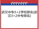 武汉中专3+2学校排名(武汉3+2中专排名)