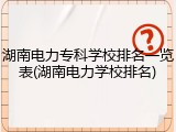 湖南电力专科学校排名一览表(湖南电力学校排名)