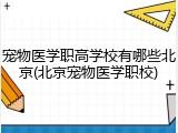宠物医学职高学校有哪些北京(北京宠物医学职校)