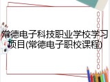 常德电子科技职业学校学习项目(常德电子职校课程)