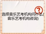选择音乐艺考机构问什么(音乐艺考机构咨询)