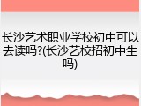 长沙艺术职业学校初中可以去读吗?(长沙艺校招初中生吗)