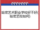 哈密艺术职业学校好不好(哈密艺校如何)