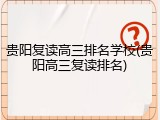 贵阳复读高三排名学校(贵阳高三复读排名)