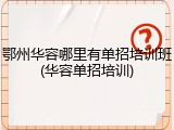 鄂州华容哪里有单招培训班(华容单招培训)