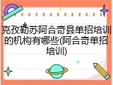 克孜勒苏阿合奇县单招培训的机构有哪些(阿合奇单招培训)