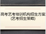 高考艺考培训机构招生方案(艺考招生策略)