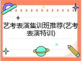 艺考表演集训班推荐(艺考表演特训)